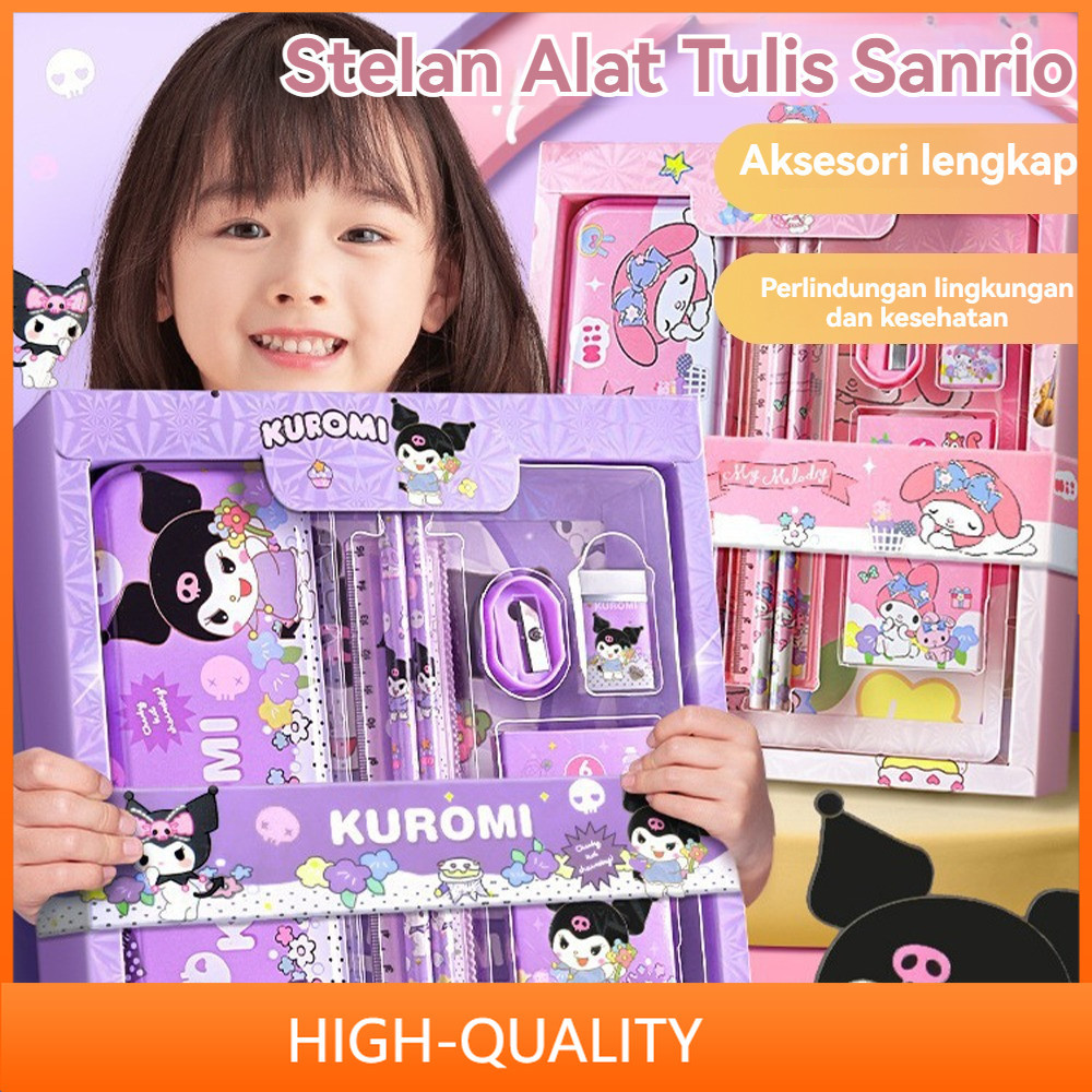 

【COD】Kotak Pensil Anak Set 7 in 1 Stationery Hadiah Anak Sanrio Alat Tulis Set Kuromi My Melody Cinnamoroll