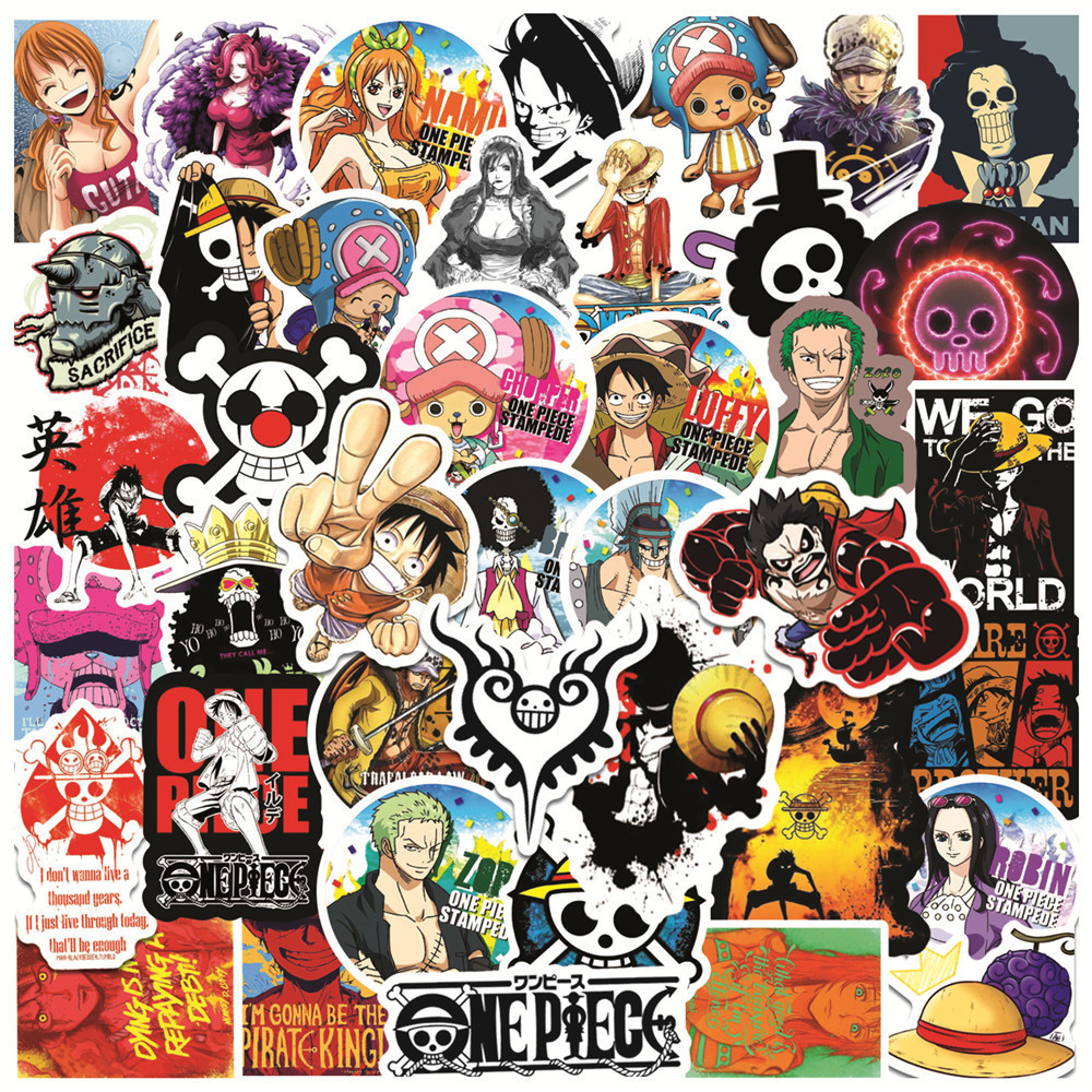 

50pcs Cartoon One Piece Graffiti Kawaii Stickers Skateboard Phone Case Diy Party Gift Waterproof Stickers Decoration Supplies