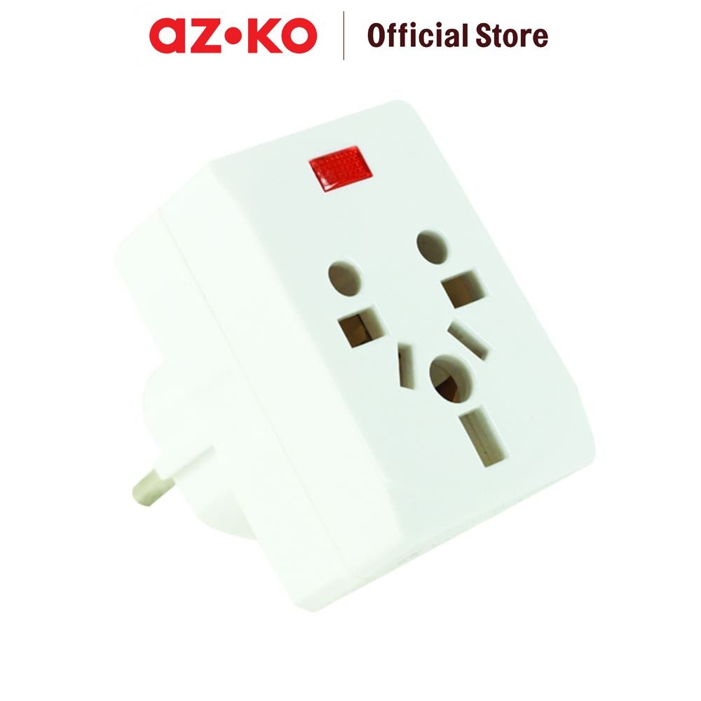 AZKO Krisbow Steker Arde Adaptor Travel Multi 2 Pin - Putih Kepala Colokan Listrik Plug Steker Head 