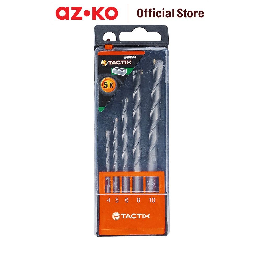 AZKO Tactix Set Mata Bor Beton 4-10 Mm 5 Pcs Drill Tools Drill Hole Bit Alat Perkakas Perlengkapan T