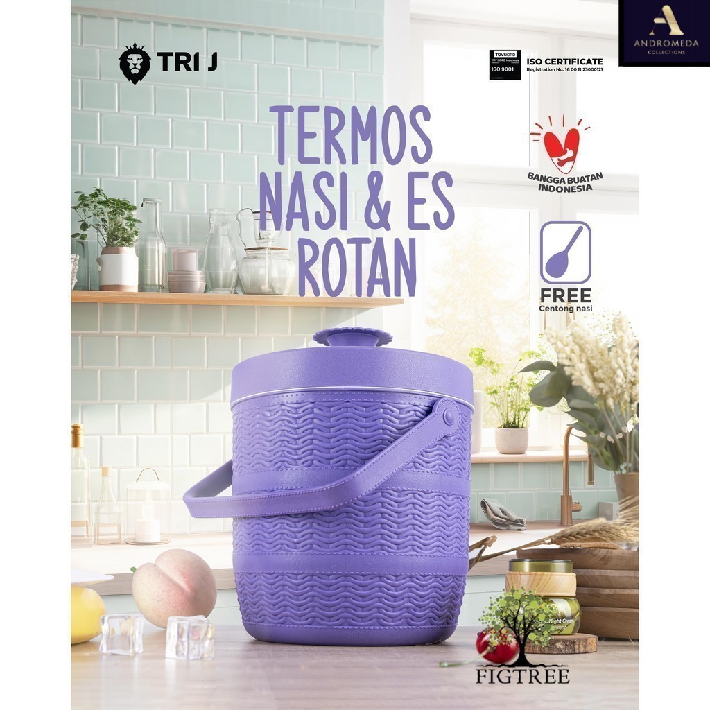 Termos Nasi / Es Batu 6.5 Liter Motif Rotan