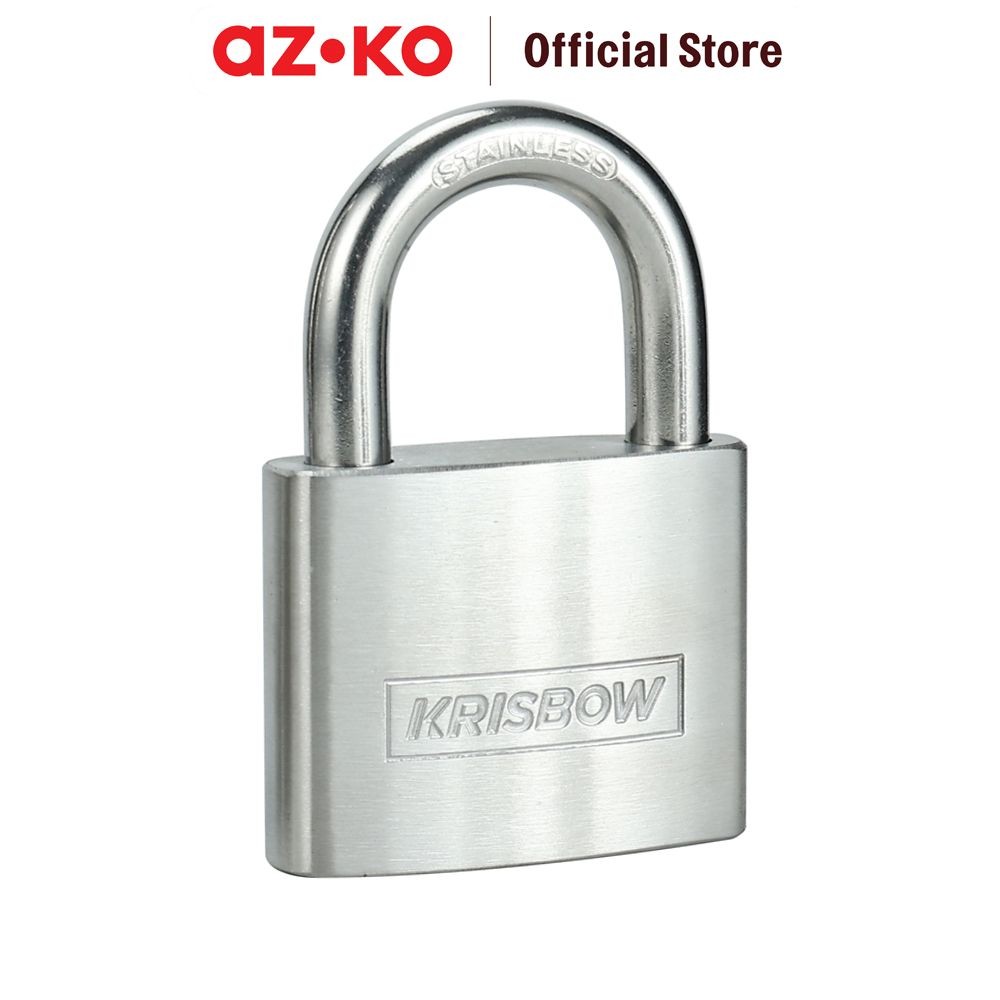 AZKO Krisbow 6.3 cm Gembok Stainless Steel Brass Cylinder - Silver Padlock Kunci Rumah Kunci Pagar K