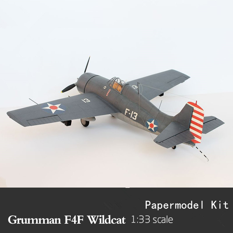 1:33 Scale Grumman F4F Wildcat Fighter DIY Handcraft PAPER MODEL KIT Puzzles Handmade Toy DIY