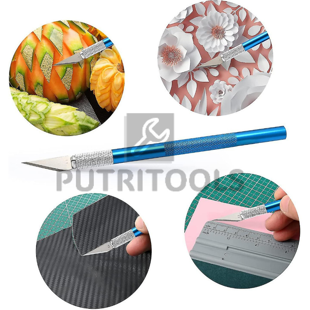 

PISAU + 40PCS BLADE PISAU KERAJINAN ART CUTTING KNIFE DIY KULIT PCB ELEKTRONIK HOBI KESENIAN POTONG STIKER UKIRAN