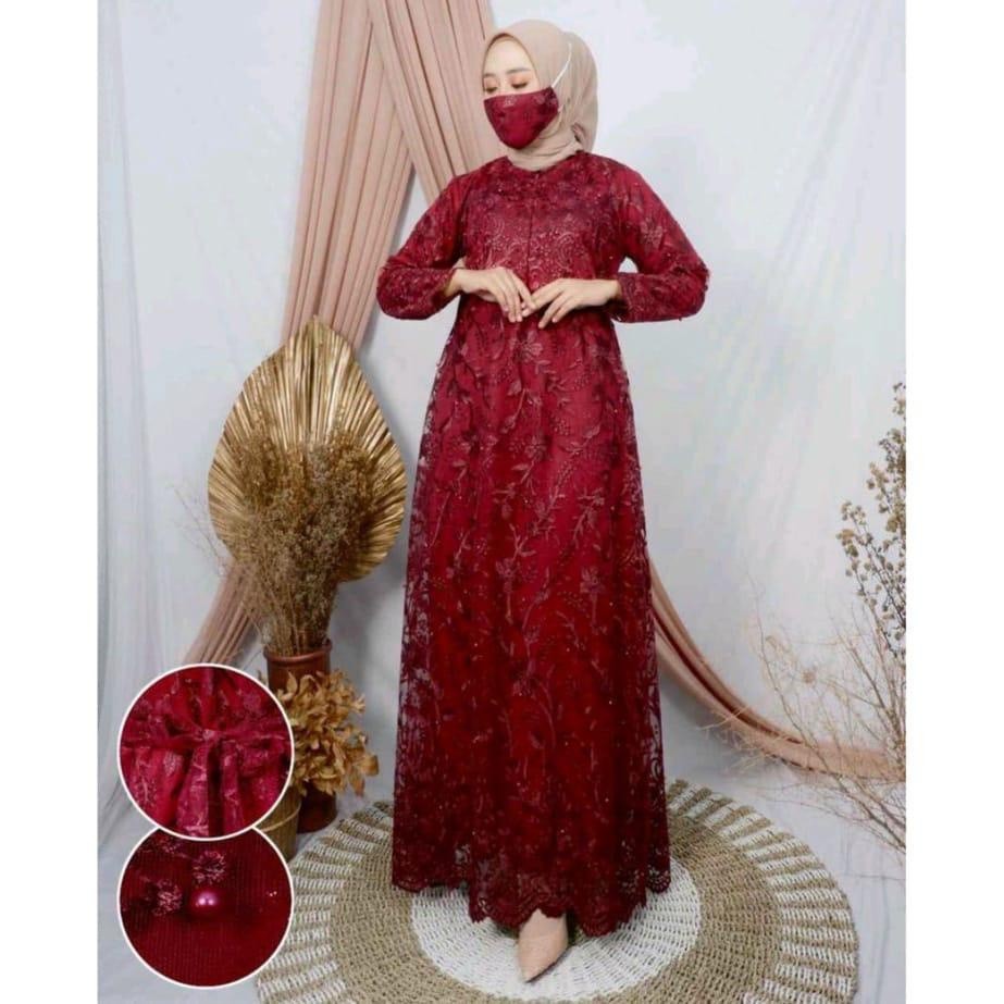 TERBARU BROKAT GAMIS mira dress brukat tile mutiara/gamis brukat/dress kondangan kekinian 2022/gamis