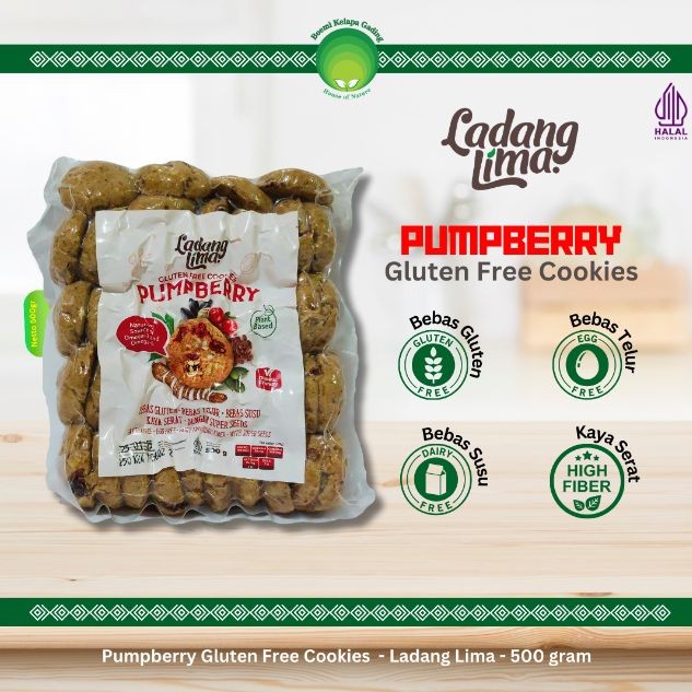 

Cookies Pumpberry Kemasan 500 gram Snack Sehat Gluten Free Ladang Lima