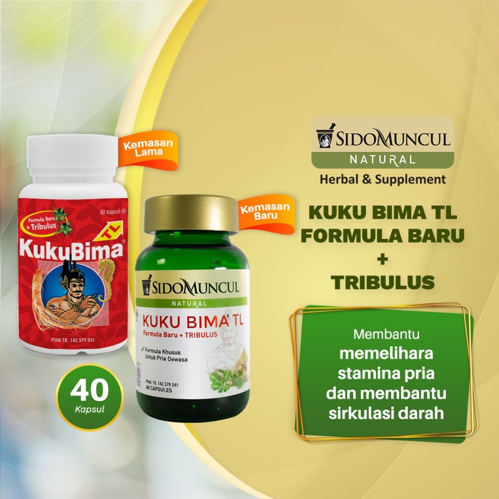 Kuku Bima TL Formula Baru Plus Tribulus 40 Kapsul - Membantu Memelihara Stamina dan Kesehatan