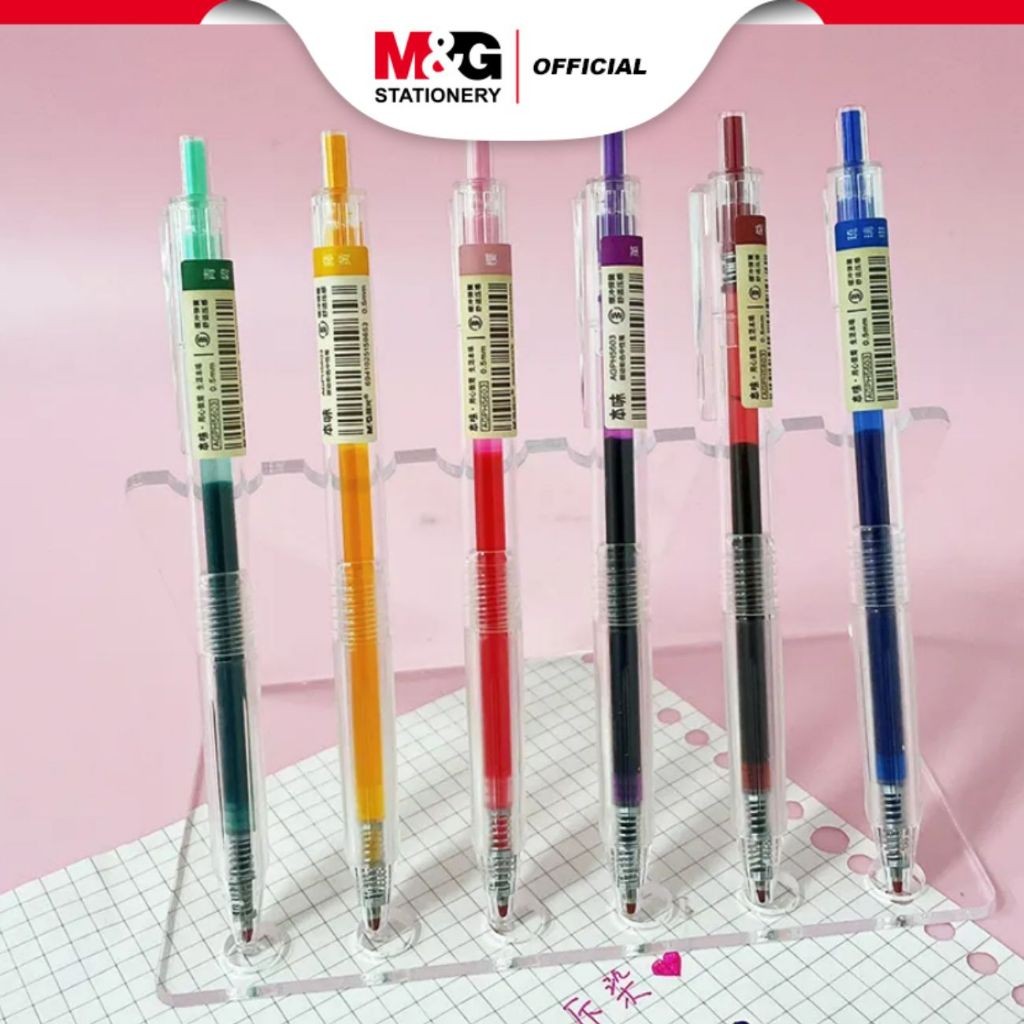 

M&G Retractable Gel Pen Pulpen Jel 0.5mm Retractable Pulpen Tinta Gel 0.5mm Bulpen Warna Warni Colorful Design Transparant Nyaman Digunakan