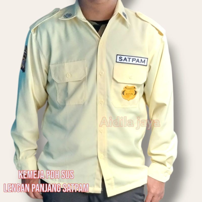 BAJU KEMEJA PDH LENGAN PANJANG SATPAM PDL SUS KREM BARU