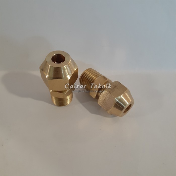 Male Conector 1/4 SAE × 1/8 NPT Kuningan