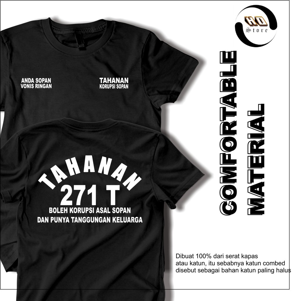 Hd_store58 Baju Kaos Tahanan 271T Triliun Tshirt Tulisan Pria Korupsi Penjara Keren 100% Katun Combe