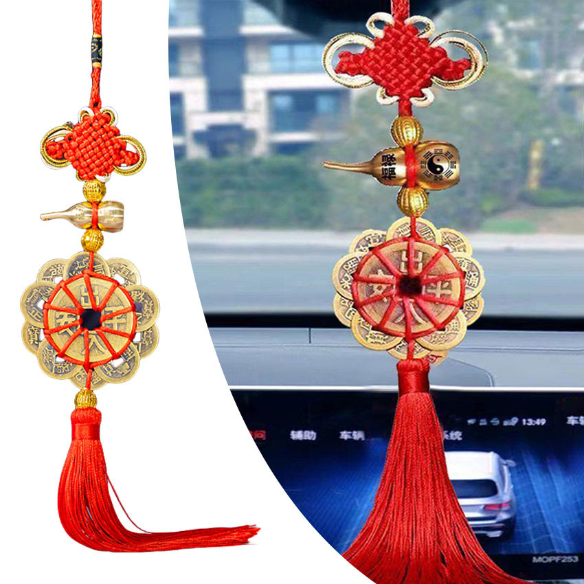 Gantungan Feng Shui 10 Coin Koin Keberuntungan china Bahan Kuningan Gantungan Fengshui / Gantungan