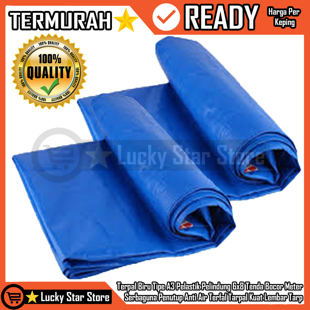 Terpal Plastik Bahan Premium Ukuran 6x8 Lemabaran Tahan Air Panas Matahari Terfal Tenda Truk Kolam B