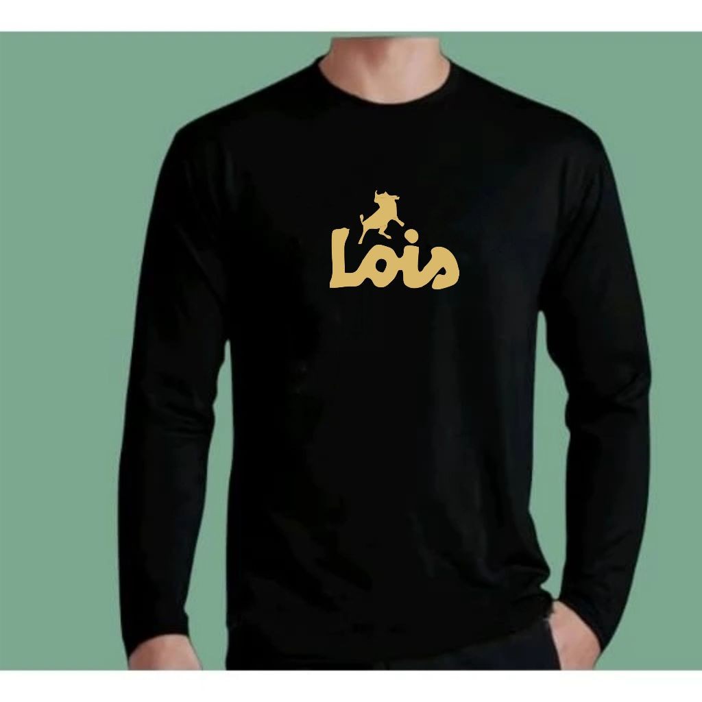 Baju Kaos Pria Lengan Panjang / Baju Kaos Lois Text Gold / Kaos T-Shirt Distro Premium Quality