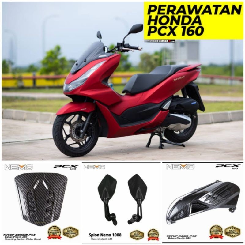 PAKETAN NEMO COVER TUTUP PCX 160 NEW CARBON COVER KNALPOT COVER HAWA PCX 160 RADIATOR TANGKI PAKET (