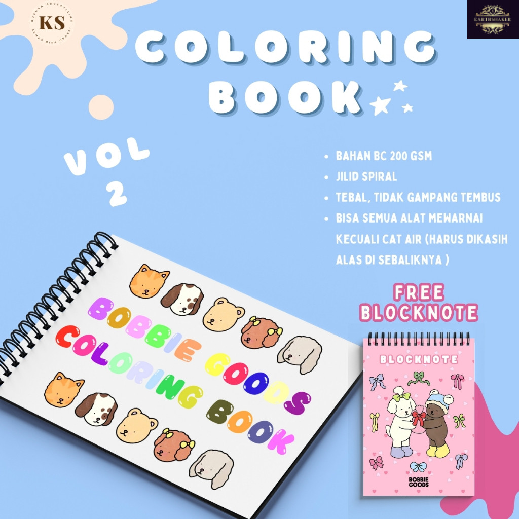 

Bobbie's Goods Vol.2 Coloring Book Buku Mewarnai Anak Remaja Dewasa Aesthetic Kertas Tebal