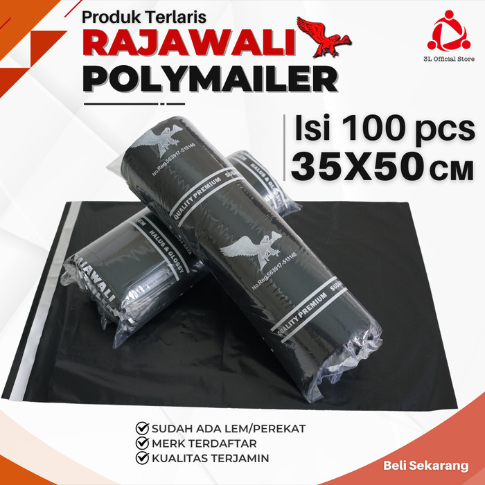 

Plastik Packing Polymailer 35cmX50cm Premium Lem Perekat Anti Sobek - HItam Rajawali, 35x50cm isi 100