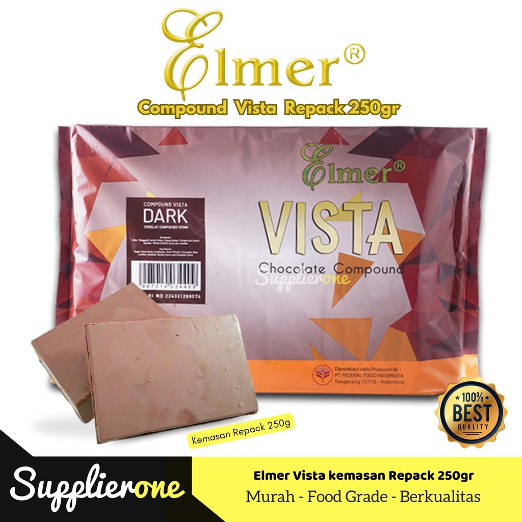 

Elmer Compound Dark Vista Chocolate Repack 250 GR / Elmer Compound Vista Dark Repack 250GR / Cokelat Batangan Elmer Repack