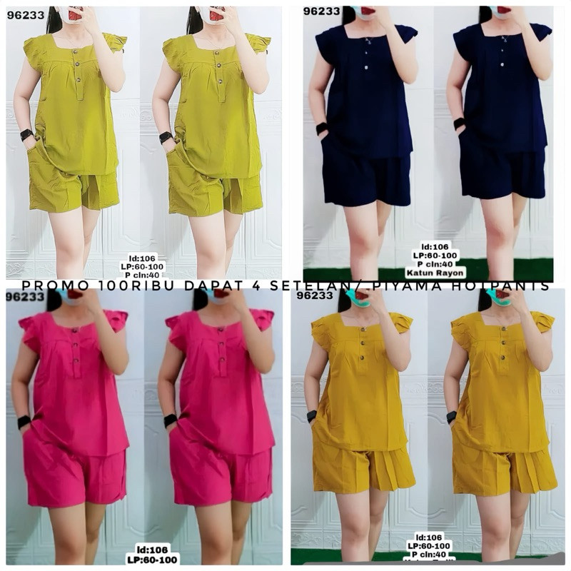 ER34RF PROMO Hemat 100rb dapat 4 Setelan Piyama one set motif /  Baju tidur Piyama Wanita Dewasa Set