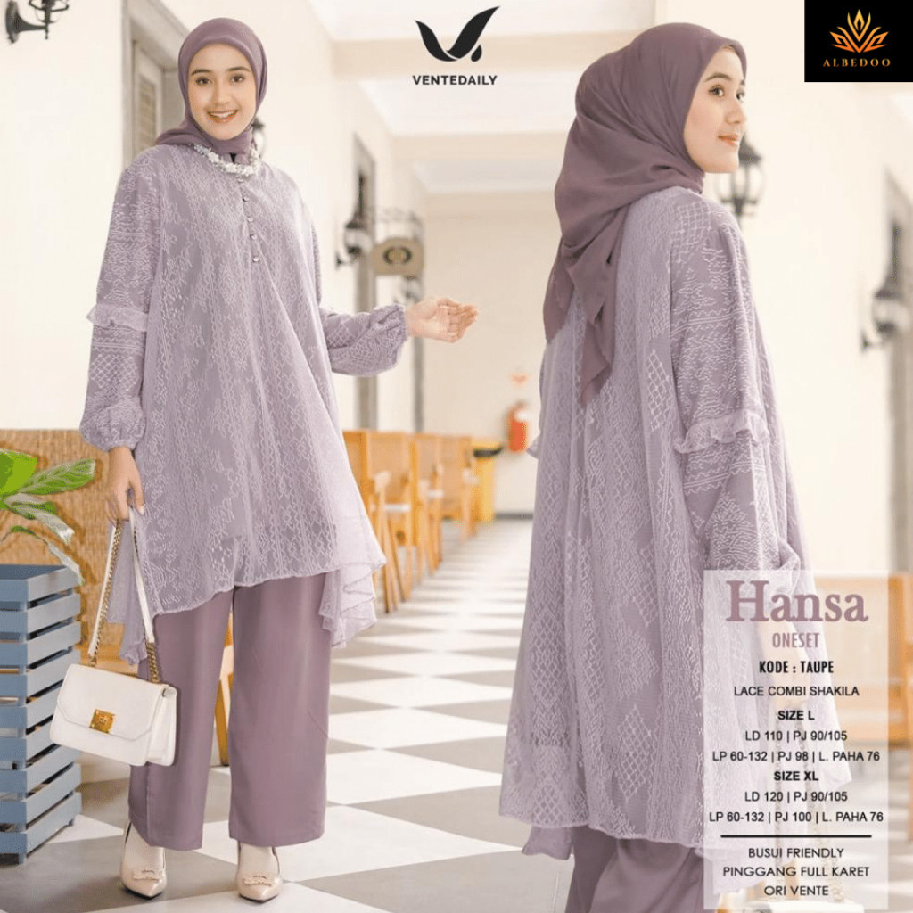 Vente Daily Setelan One Set Wanita Jumbo Kekinian Ootd Outfit Kondangan Ld 120 Hansa
