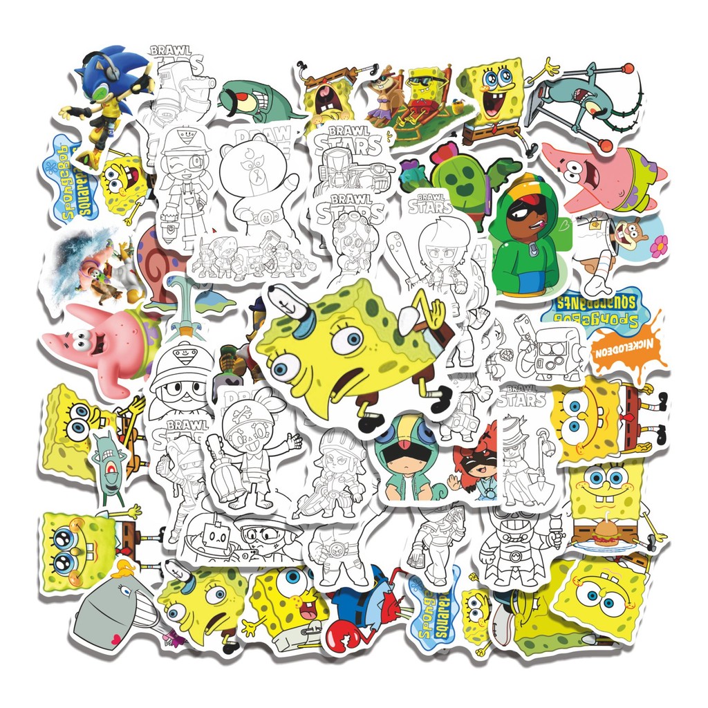 

COD 50 Pcs Stiker BS SPONGEBOB V5 Lucu Anti Air Untuk Dekorasi Notebook Sepeda Skateboard Handphone DIY