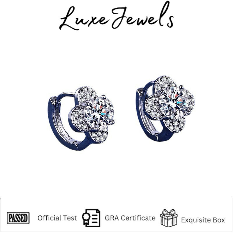 LuxeJewels - Anting Moissanite GRA ORI Anting berlian asli Perak Klasik dan elegan Wanita anting  LJ