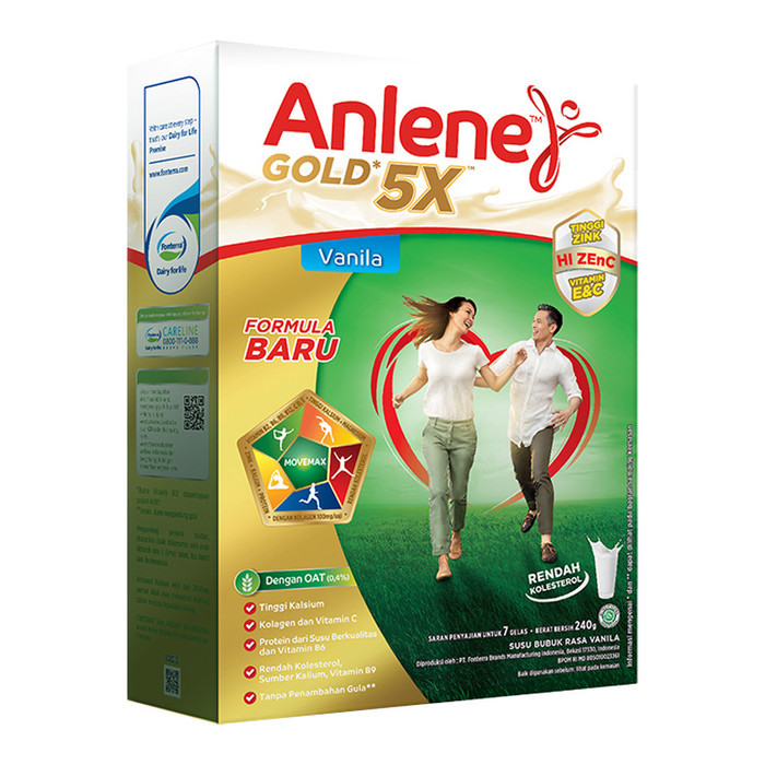 

Anlene Gold 5X Vanila 240 gr - Susu Bubuk Dewasa Tulang, Sendi & Otot