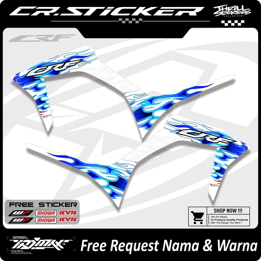 STIKER STRIPING CRF 150 L MOTIF API PUTIH KEREN STRIPING HONDA CRF 150L HOLOGRAM