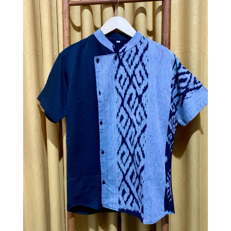 RAMIHA_STORE /KEMEJA KOKO PRIA LENGAN PENDEK BAJU MELAYU ZAID TENUN ASLI TORAJA BATIK KHAS INDONESIA