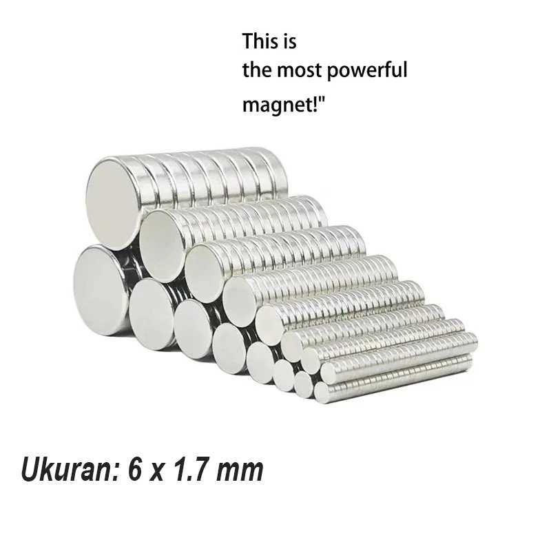 

- YUE Magnet Bulat Powerful Neodymium NdFeB N35 6x1.7mm 100 PCS - YN35