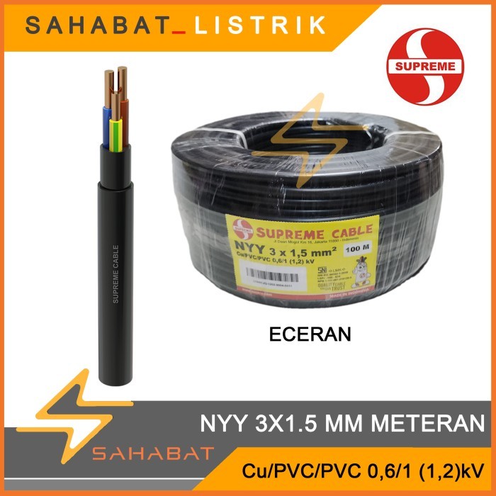 SUPREME kabel listrik Nyy 3x1.5 3x1,5mm harga Hitam
