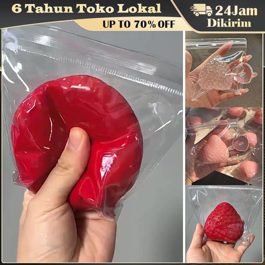 Mainan Squishy Stroberi / Squishy Jumbo Lucu untuk Hilangkan Stres dan Beban / Pencet-Pencet Fun
