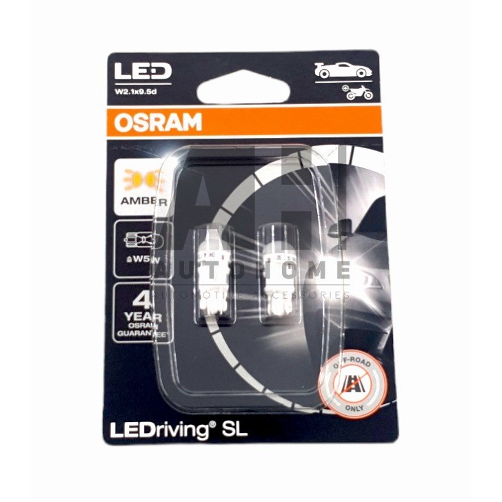 Osram LED T10 W5W Kuning Lampu Senja, Plat Nomor, Plafon Kabin 2827DYP