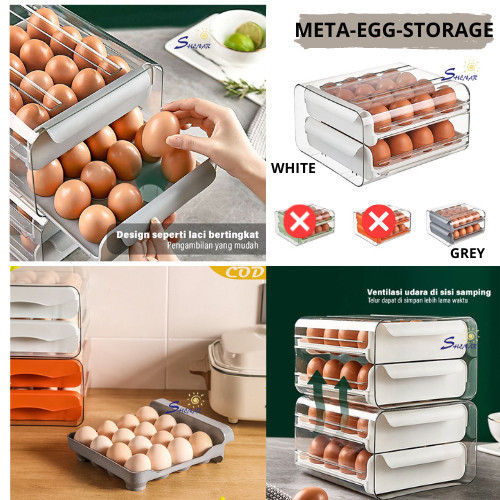 toserba LACI TELOR / TEMPAT TELUR 2 TINGKAT META EGG STORAGE BOX RAK TELUR 2 SUSUN / KOTAK PENYIMPAN