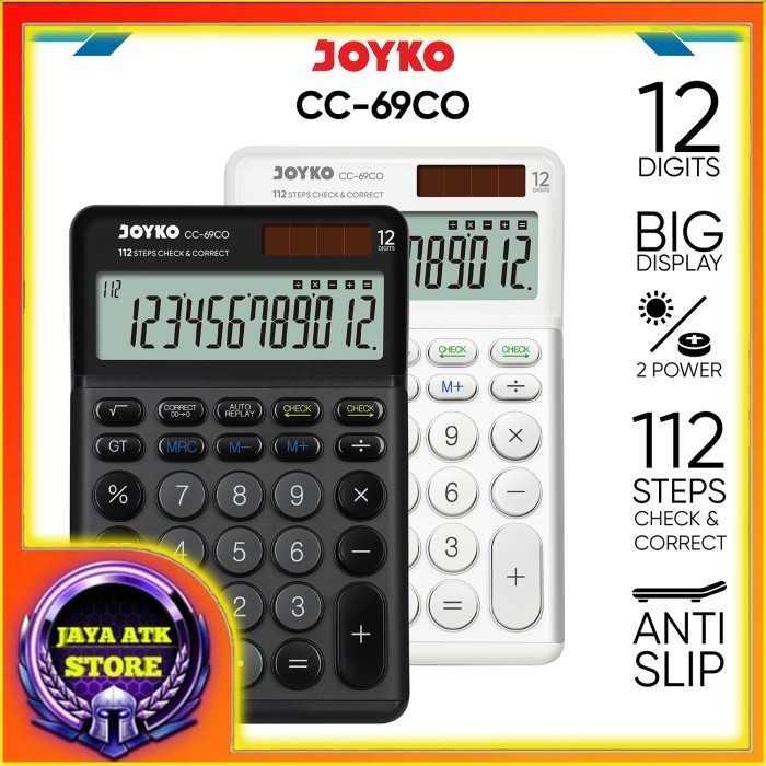 

JOYKO Calculator Kalkulator CC-69CO 12 Digits Check & Correct - Black/White