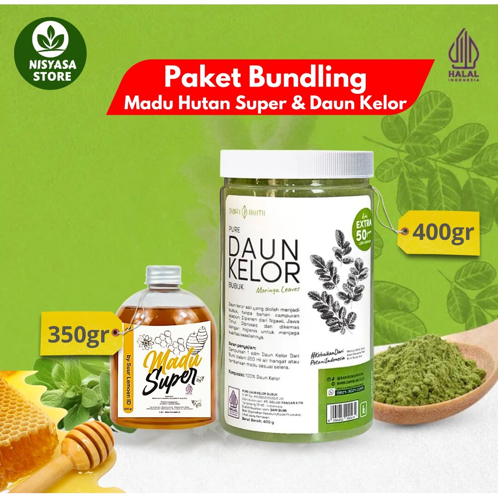 

Paket Bundling Daun Kelor Moringa Bubuk 450gram Dan Madu Hutan Super 350gram