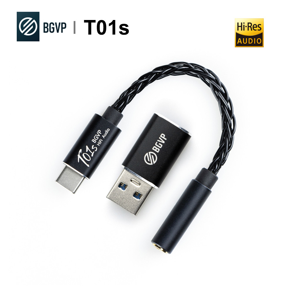 BGVP T01s USB DAC AMP Adapter Type-C/Lightning to 2.5/3.5/4.4mm Hi-Res Audio Cable Headphone Amplifi