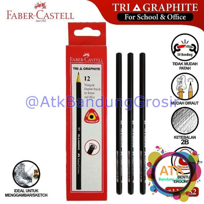 

Faber Castell Tri Graphite 2B Black Box 12 Pensil Hitam Ujian Komputer