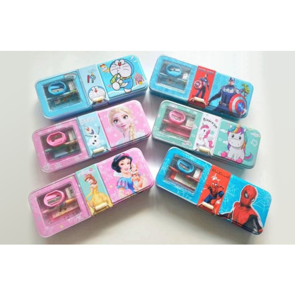 

BOBOMART TEMPAT KOTAK PENSIL KT-6619 (1 SET 5 IN 1) STATIONERY KOTAK PENSIL ANAK SEKOLAH MURAH