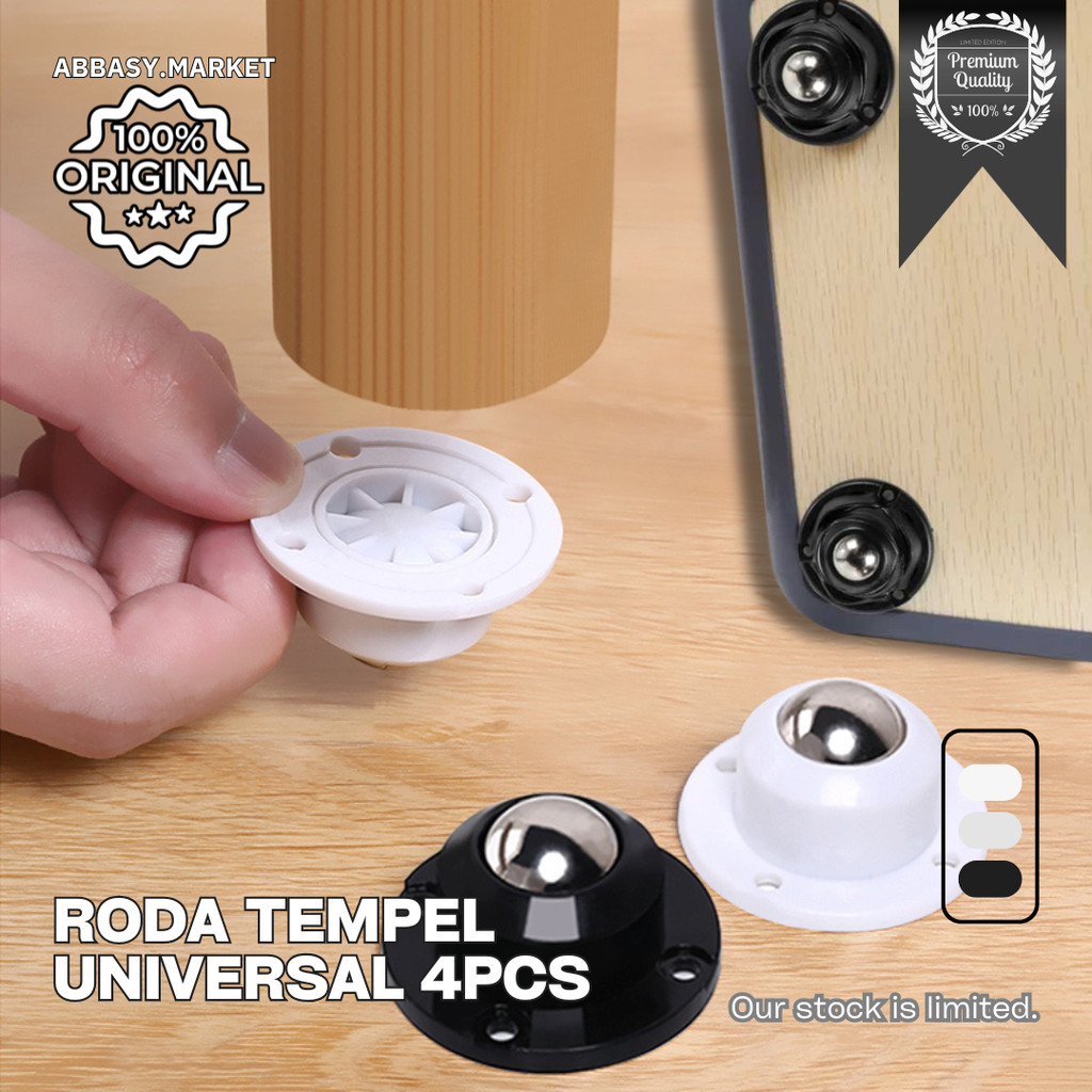 

4 PCS Roda Furnitur Tempel Kastor Universal Stainless Steel Rotasi 360 Derajat