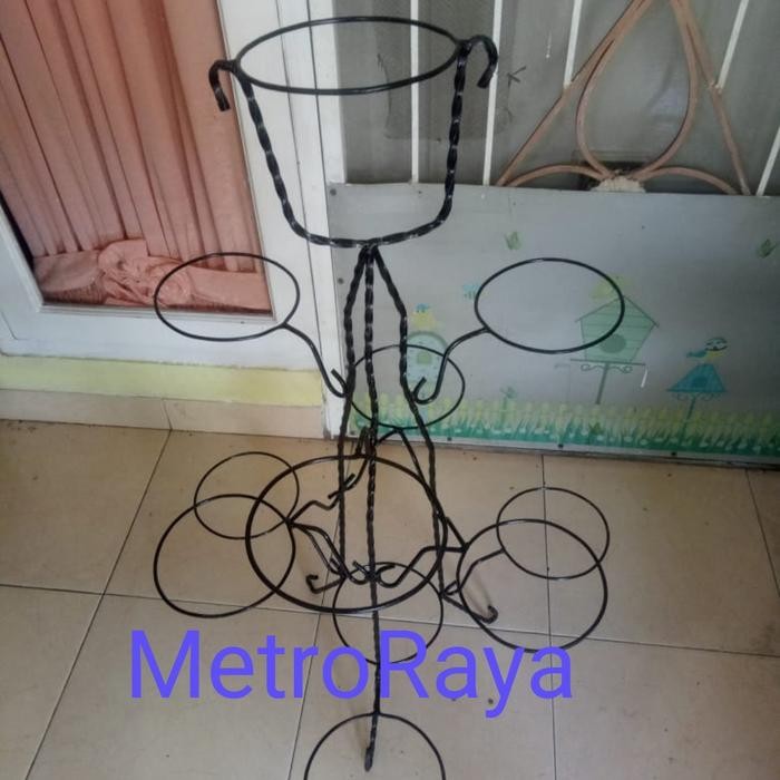 Standing Planter / Rak Pot Besi Rak Tanaman Bunga 10 pot - Hitam