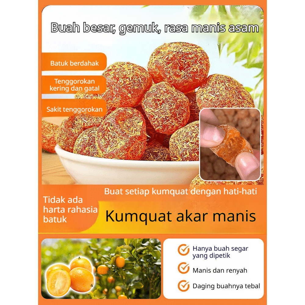 

⚡200g obat batuk kalengan permen batu licorice buah kumquat/keripik lembut permen batu kering jeruk salju Tianshan buah kering kumquat camilan