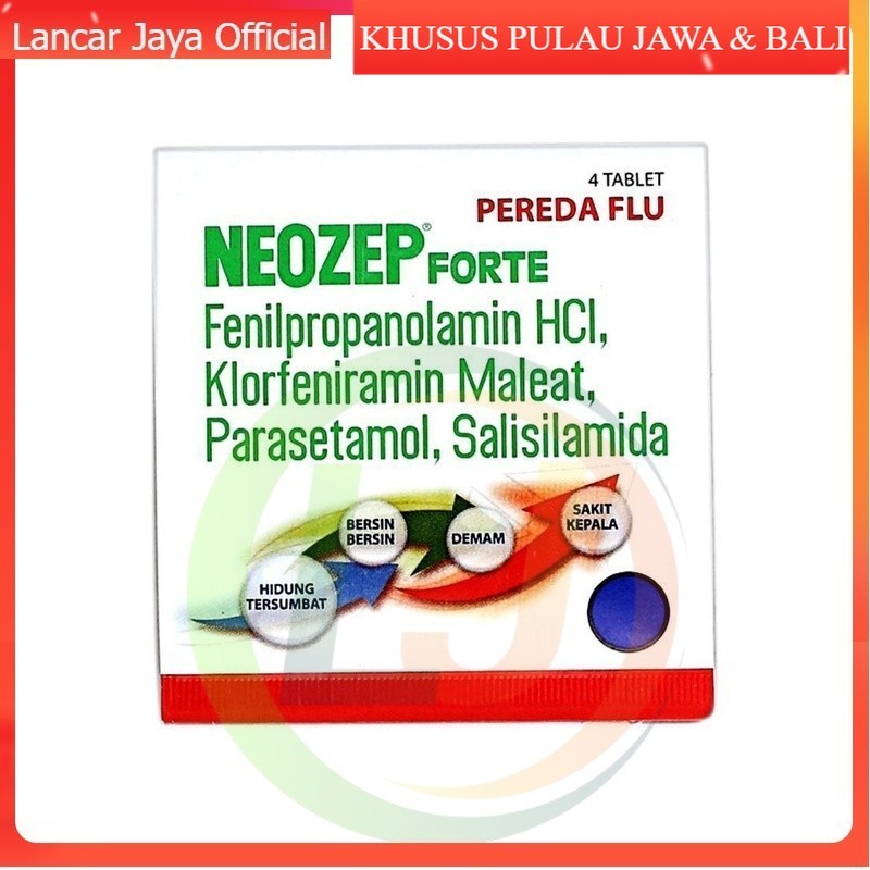 [ECER] OBAT NEOZEP FORTE 1 STRIP 4 TABLET | OBAT FLU DEWASA NEOSEP | OBAT PILEK DEWASA