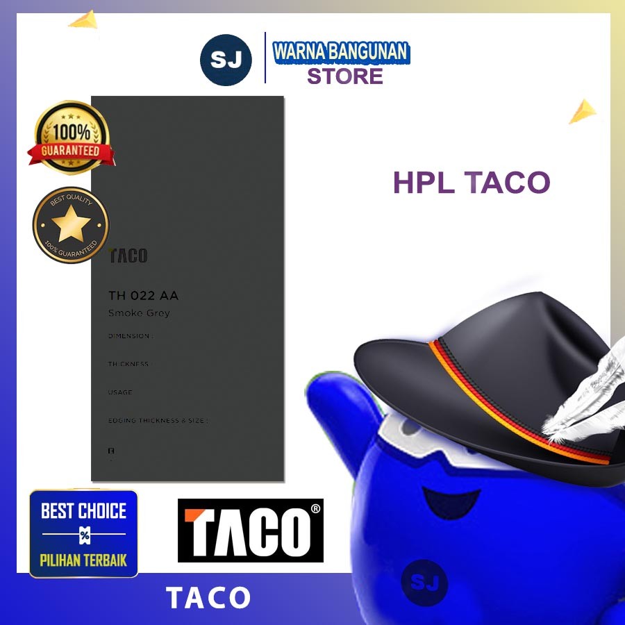 HPL TACO WARNA SOLID , TIPE AA ( TEKSTUR JERUK ) TH 022 AA SMOKE GREY