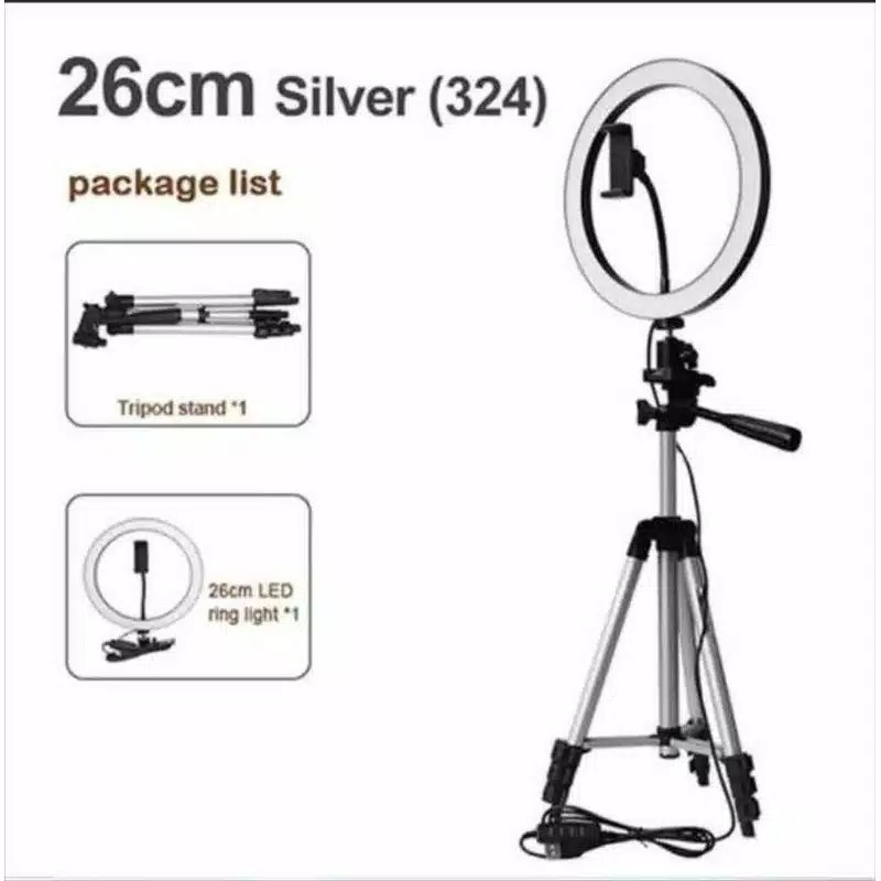 Tripod 1m 3110 +Ringlight 26cm - Paket Lengkap Ringlight 26cm + Tripod