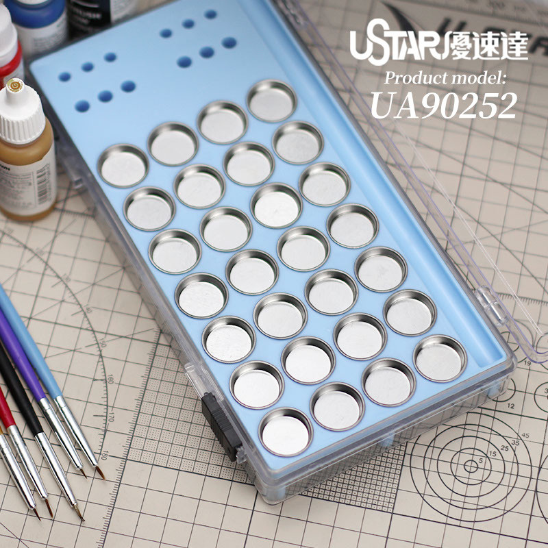 

Ustar Paint Palette With Holder For Scale Model Hand-applied Coloring Hobby Accessory