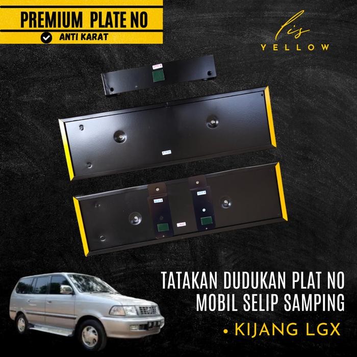 Tatakan Dudukan Plat Nomor Mobil Premium Selip Samping – Model Lis Yellow Khusus Kijang LGX Car