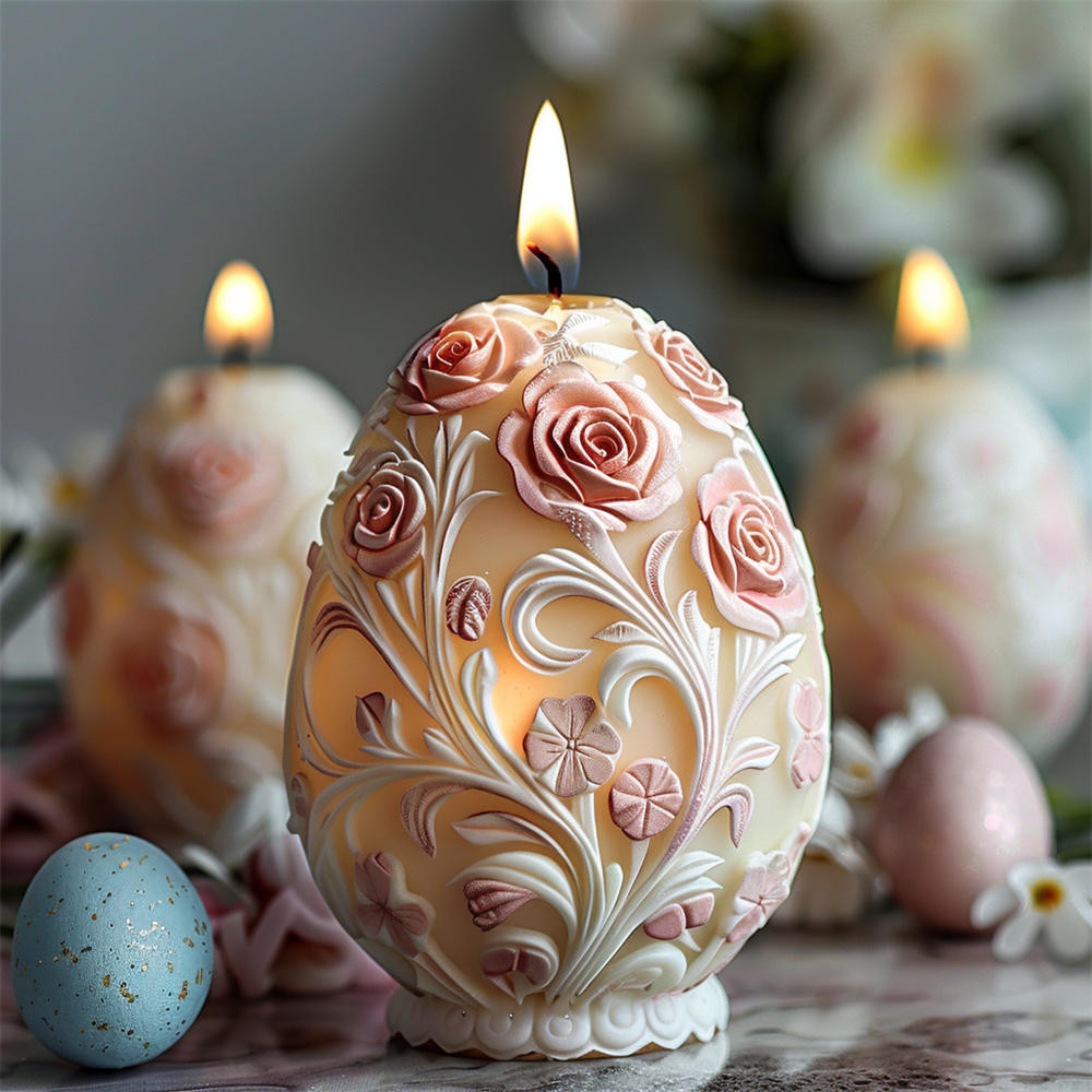 

1pc 3D Flower Relief Egg Candle Silicone Mold Rose Tulip Flowers Easter Decorative Silicone Mould Resin Soap Molds Home Decor