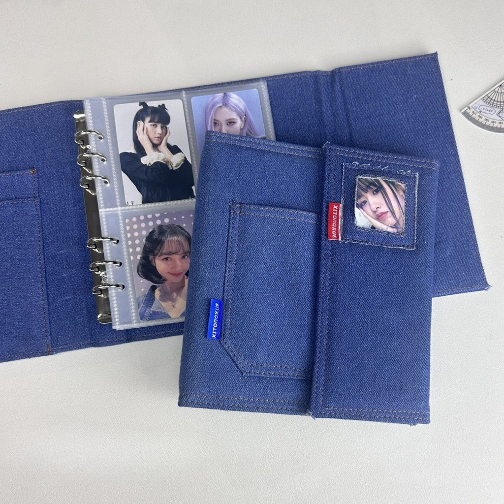 

A5 Blue Denim DIY Binder Notebook Cover DIY Binder Photocards Collect Book Diary Agenda Planner DIY Cover Album Stationery