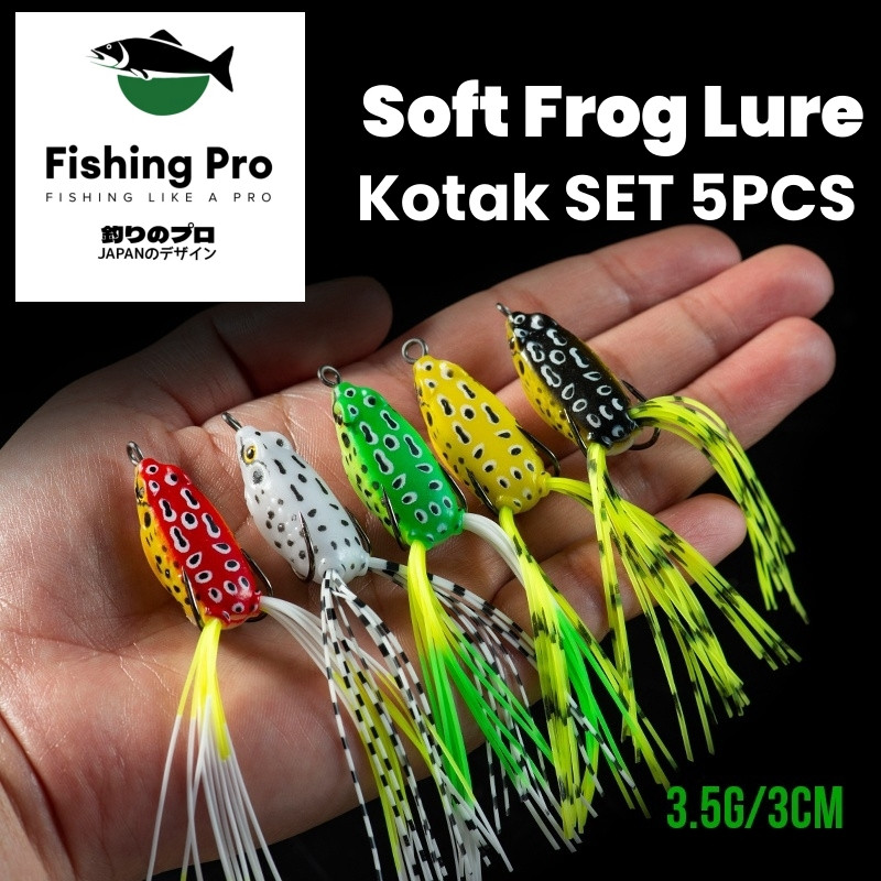 SEAHUNTER Soft Frog Kodok Umpan Soft Lure 1 Set Box, Umpan casting 1 Paket Kotak Tabung Lunak 3.5g/3